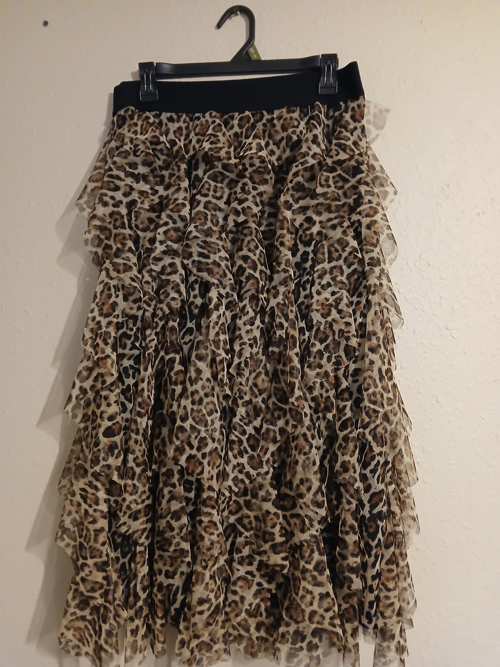 Cato Leopard Print Ruffle Midi Skirt - Brown/Black